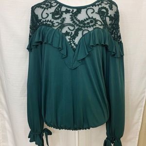 William Rast Zadie Ruffled Illusion Blouse NWOT